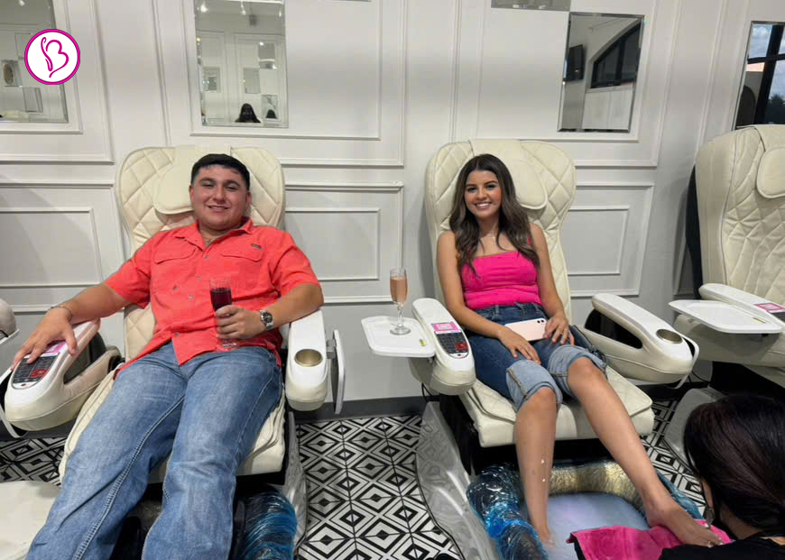 Caring nail technician providing personalized service at Bnails