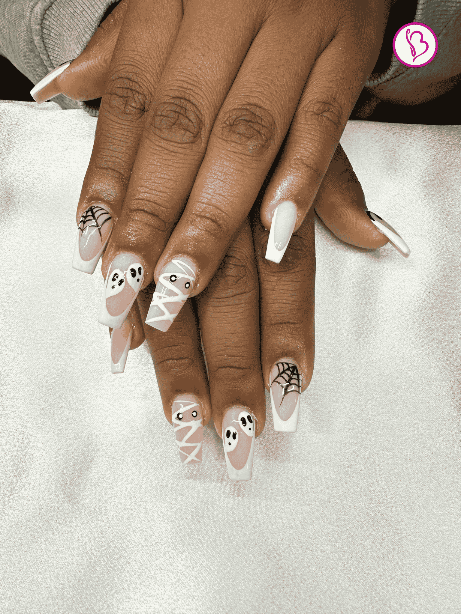 halloween nail designed  pumpkin ,witch, ghost adorn