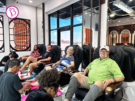 Client enjoying a relaxing spa manicure at Bnails Lubbock