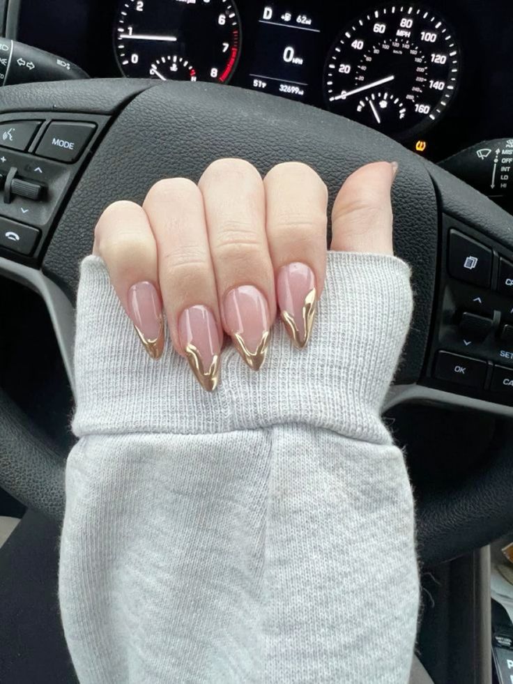 Metallic accent nail design at Bnails