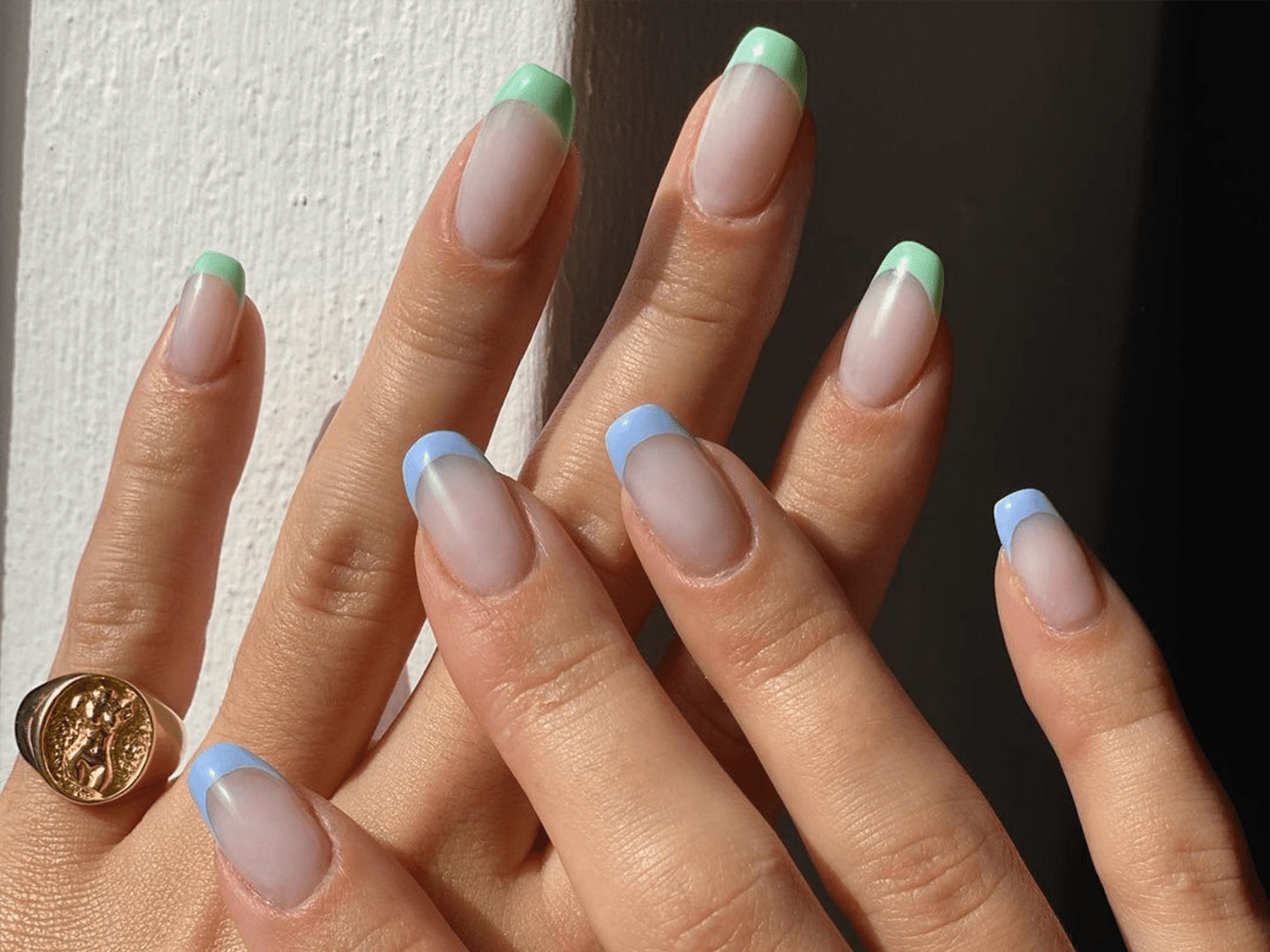 short french squoval color tip