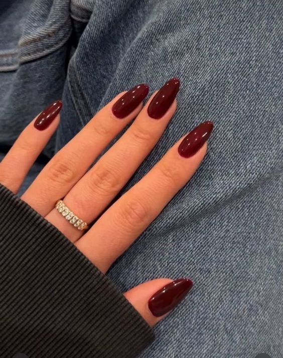 Deep burgundy nails at Bnails salon