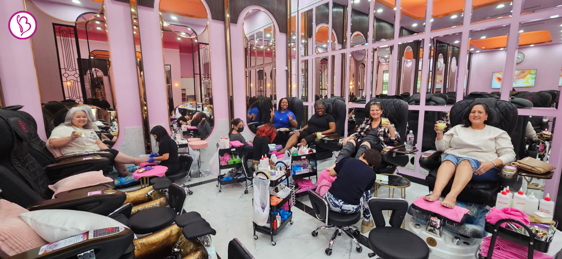 Client enjoying a relaxing nail service at Bnails Cedar Park