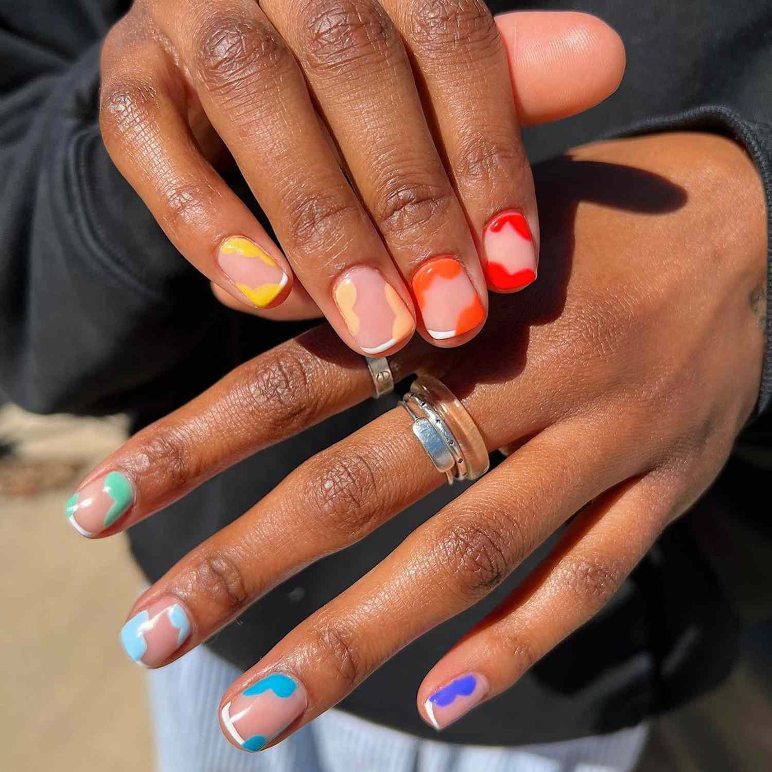 Short nails in bold, vibrant colors at Bnails