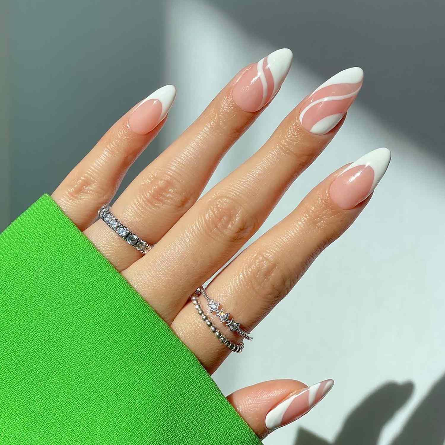 short almond nail with natural color