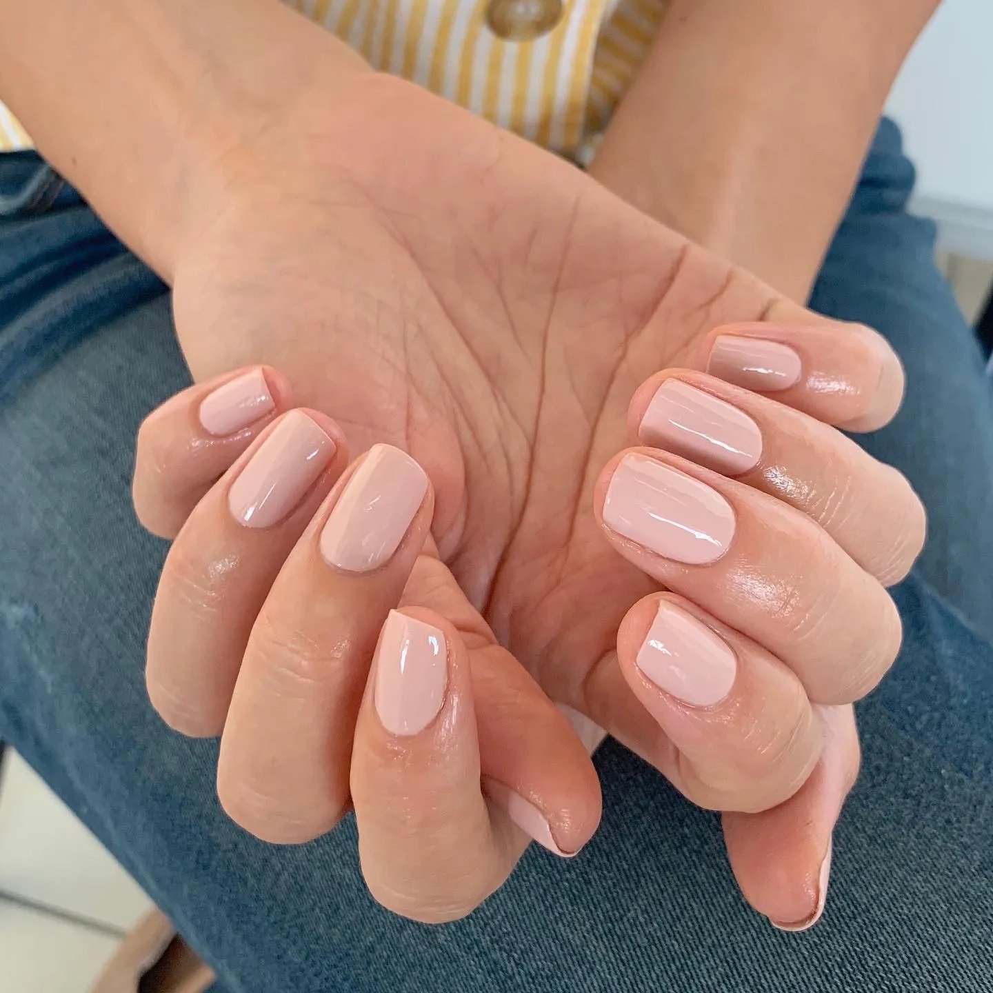 Timeless classic nude short nails at Bnails